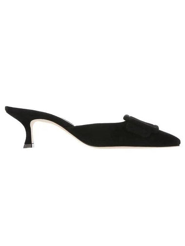 Maysail Suede Slingback Heel Black - MANOLO BLAHNIK - BALAAN 1