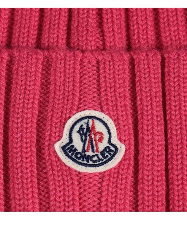 Wool Logo Patch Beanie Pink - MONCLER - BALAAN 7