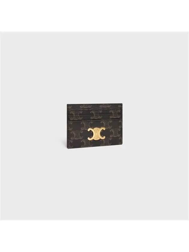 Triomphe Card Holder in Triomphe Canvas Tan - CELINE - BALAAN 3