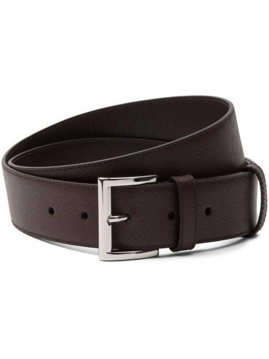 Saffiano Leather Belt Brown - PRADA - BALAAN 1