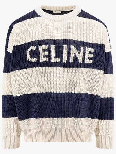 Logo Stripe Knit Top Ecru - CELINE - BALAAN 1