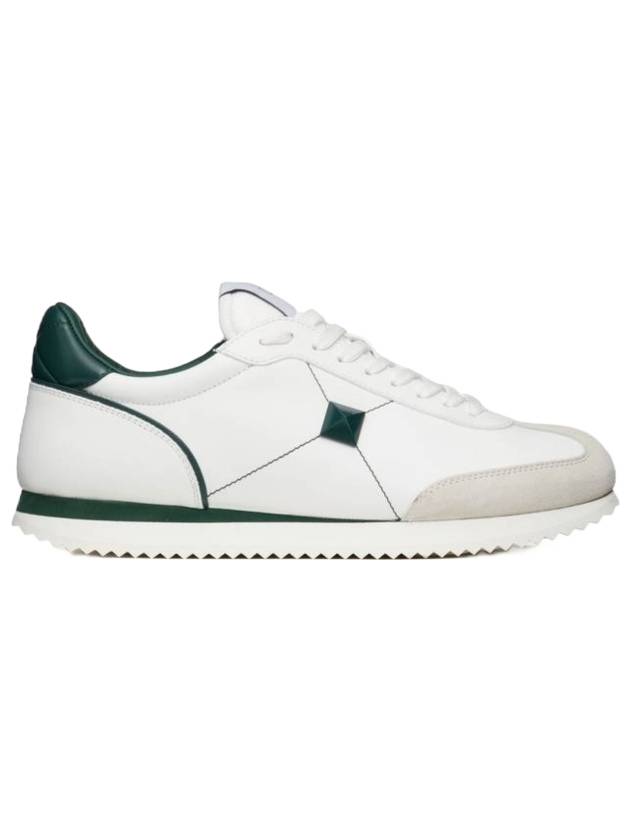 studded leather low-top sneakers green white - VALENTINO - BALAAN 1