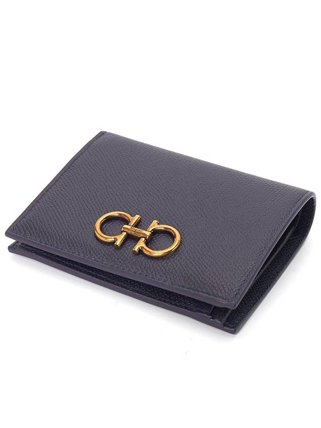 Gancini Compact Half Wallet Blue - SALVATORE FERRAGAMO - BALAAN 4