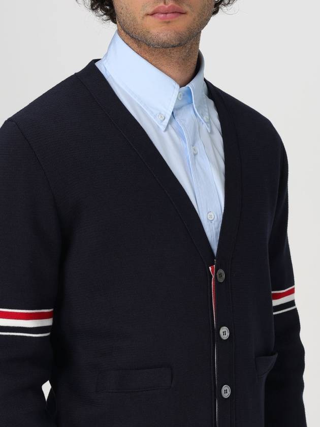 Milano Stitch Sprite Armband Cotton V-neck Cardigan Navy - THOM BROWNE - BALAAN 6