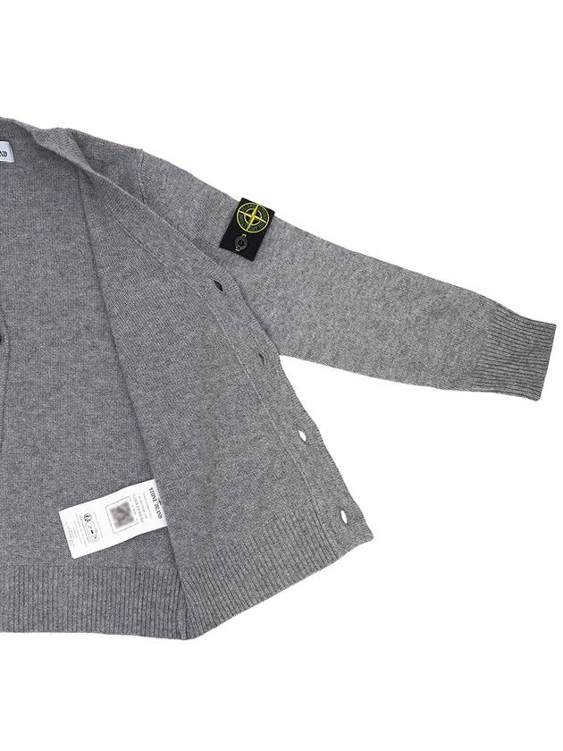 Kids Wappen Patch V-Neck Knit Cardigan Grey - STONE ISLAND - BALAAN 6