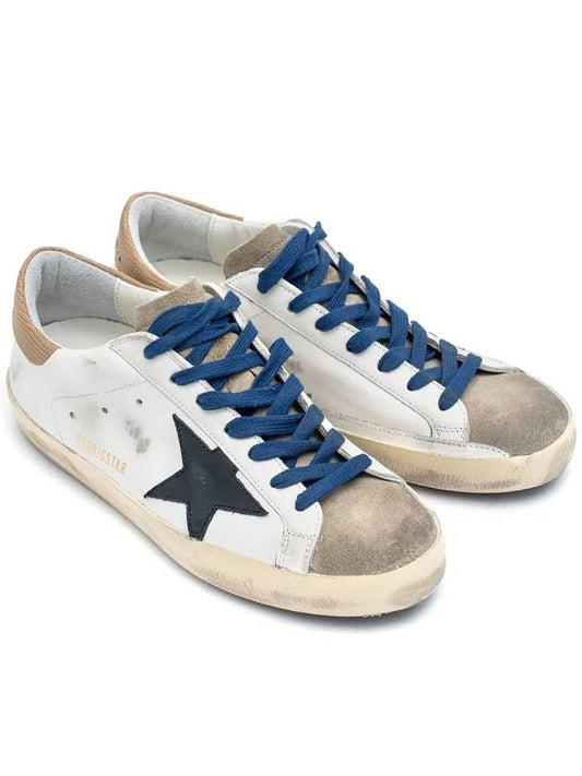 Gold Heel Tab Navy Superstar Classic Leather Low Top Sneakers White - GOLDEN GOOSE - BALAAN.