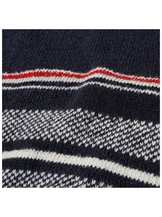 Seasonal Birdseye Jacquard Knit Top Navy - THOM BROWNE - BALAAN 5