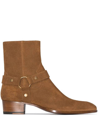 Wyatt Harness Boots in Suede Nut Brown - SAINT LAURENT - BALAAN 2