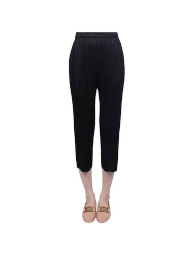 Pleated Waistband Crop Pants Black - ISSEY MIYAKE - BALAAN 1