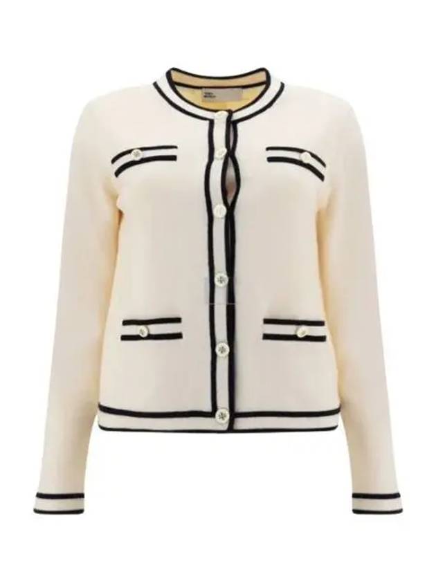 Kendra Button-Up Crew Neck Cardigan Ivory - TORY BURCH - BALAAN 2