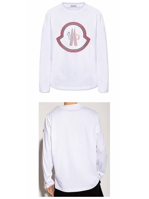 8D00005 8390T 001 Logo Patch Round Long Sleeve T Shirt White Men s TEO - MONCLER - BALAAN 4