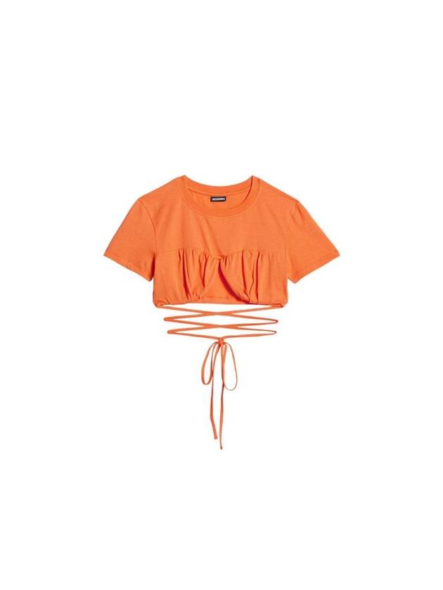 Le Baci Gathered Bra Short Sleeve T-Shirt Orange - JACQUEMUS - BALAAN 1