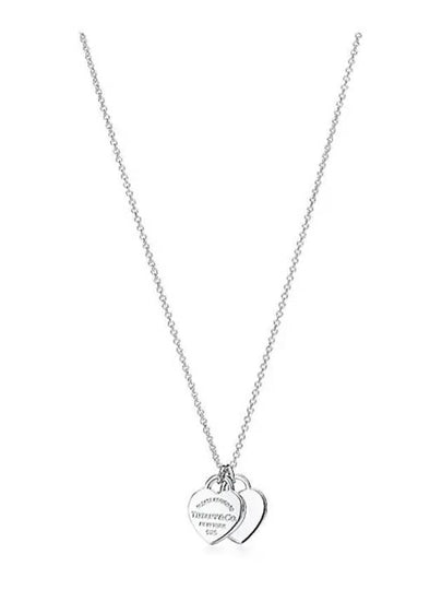 Return to Tiffany Mini Double Heart Tag Necklace Silver - TIFFANY & CO. - BALAAN 2