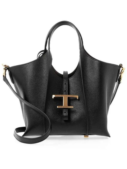 T Timeless Leather Shopping Mini Tote Bag Black - TOD'S - BALAAN 2