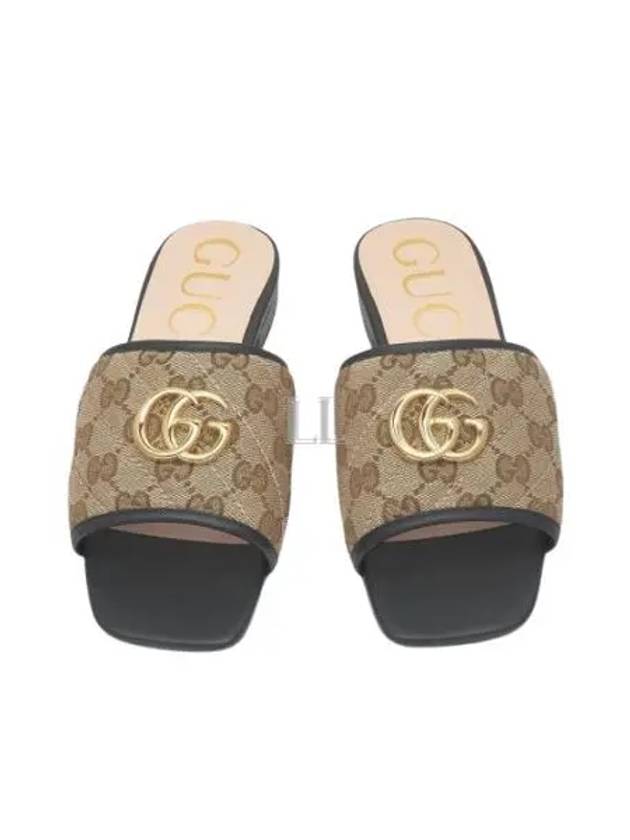 Women's GG Matelasse Canvas Slide Sandals Mule Black - GUCCI - BALAAN 2