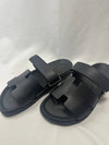 Hermes Chypre H Logo Calfskin Sandals Black - HERMES - BALAAN 3