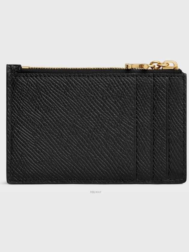 Triomphe Charms Zipper Grained Calfskin Card Wallet Black - CELINE - BALAAN 5