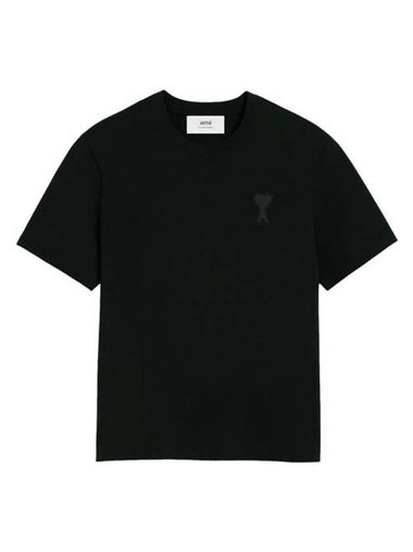 Small Heart Logo Short Sleeve T-Shirt Black - AMI - BALAAN 1