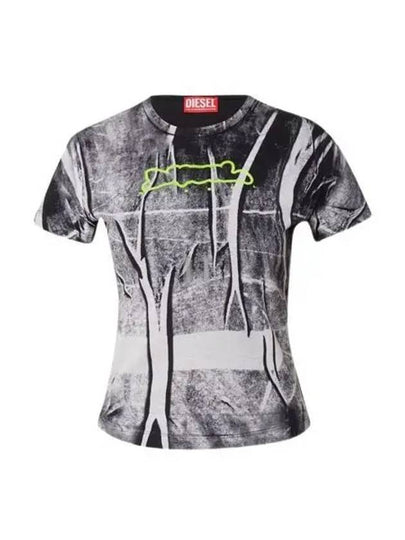 T Uncut Long N5 Short Sleeve T-Shirt Chris Effect Grey Black - DIESEL - BALAAN 2