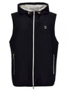 Drawstring Hooded Zipped Vest Navy - BRUNELLO CUCINELLI - BALAAN 2