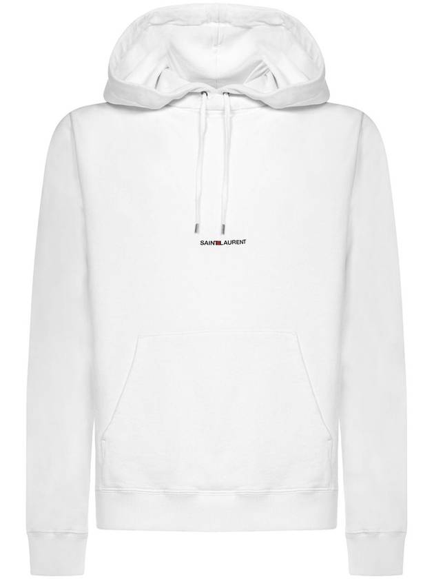 Men's Chest Small Logo Hoodie White - SAINT LAURENT - BALAAN 2