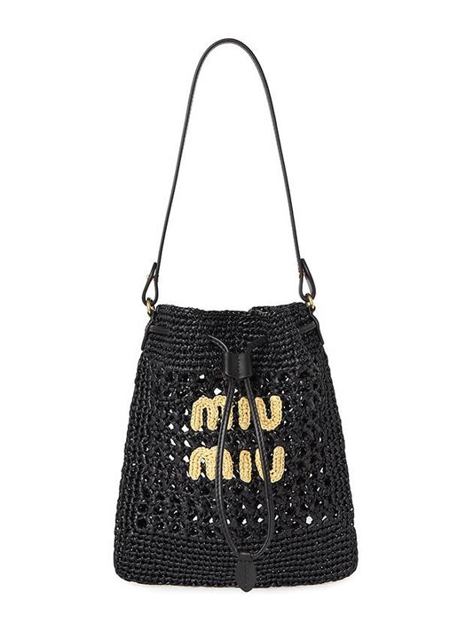 Woven Fabric Mini Bucket Bag Black - MIU MIU - BALAAN 2