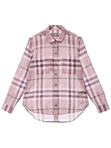 Check Long Sleeve Shirt Pink - BURBERRY - BALAAN 1