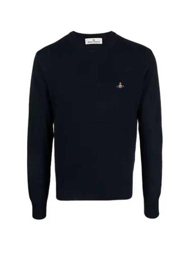 Logo Crew Neck Wool Knit Top Navy - VIVIENNE WESTWOOD - BALAAN 2