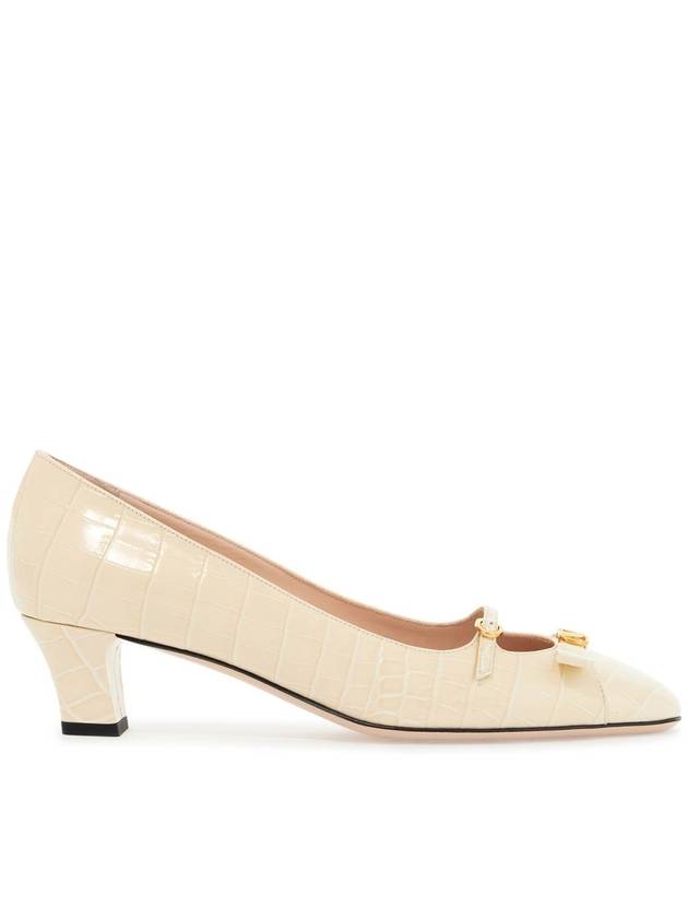 butter white crocodile effect leather pumps with medium heel - VALENTINO - BALAAN 1