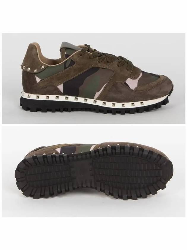 Rockstud Camo Low-Top Sneakers Green - VALENTINO - BALAAN 4