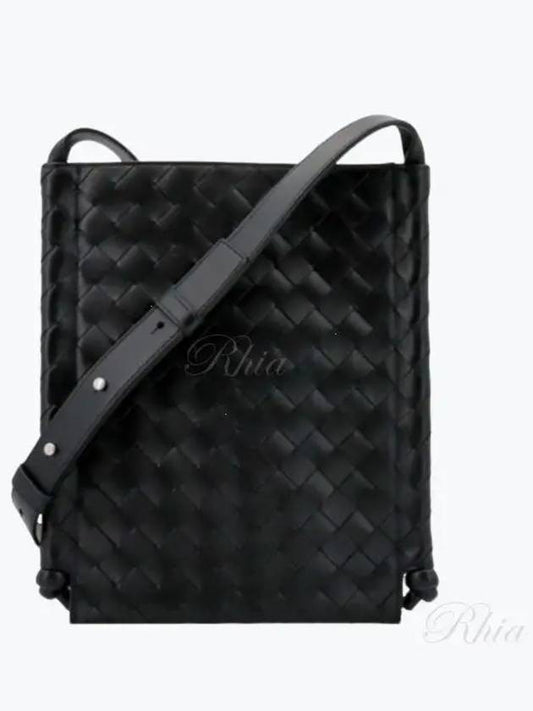 Intrecciato Flat Loop Small Cross Bag Black - BOTTEGA VENETA - BALAAN 2