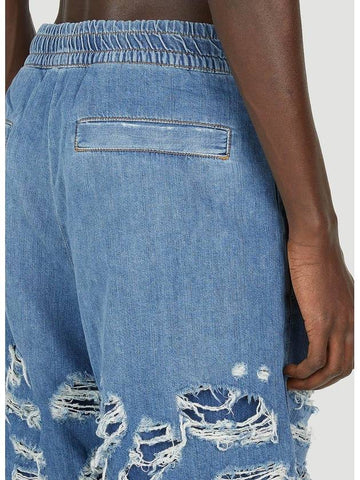 D Horty Destroyed Denim Shorts Blue - DIESEL - BALAAN 1