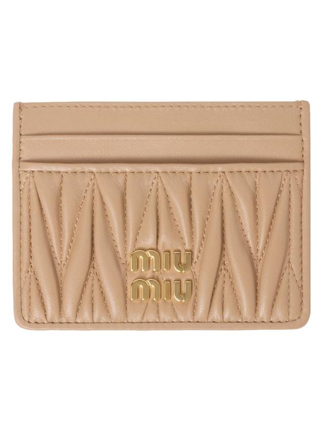 Materasse Nappa Leather Card Wallet Sand Beige - MIU MIU - BALAAN 1