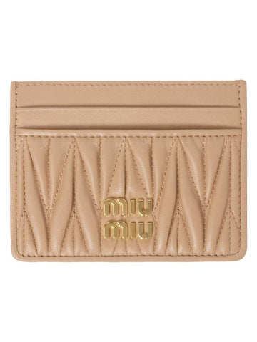 Materasse Nappa Leather Card Wallet Sand Beige - MIU MIU - BALAAN 1