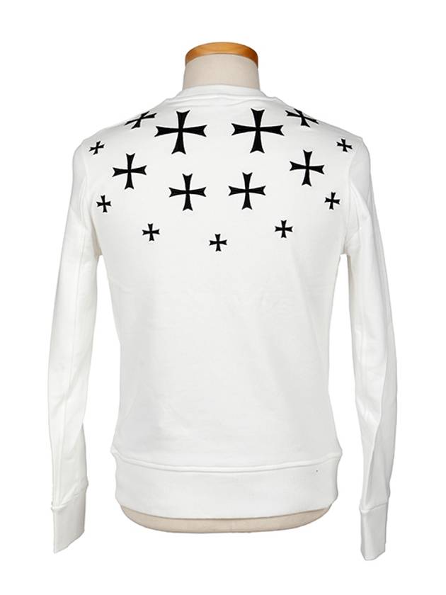 Men's Multi Cross Print Sweatshirt White - NEIL BARRETT - BALAAN 4