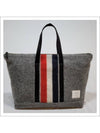 Men's Three Stripes Wool Tote Bag Gray - THOM BROWNE - BALAAN.