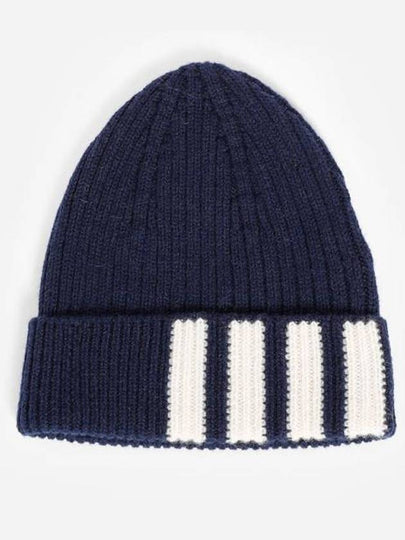 4 Bar Stripe Cashmere Beanie Navy - THOM BROWNE - BALAAN 2