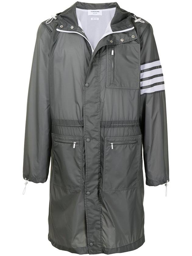 Sheer Ripstop 4 Bar Parka Silver - THOM BROWNE - BALAAN 1