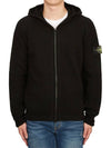 Logo Patch Hooded Lamb Wool Cardigan Black - STONE ISLAND - BALAAN 3