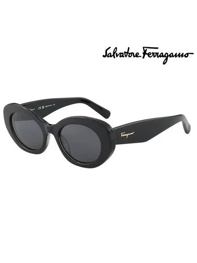 Oval Acetate Sunglasses Black - SALVATORE FERRAGAMO - BALAAN 2