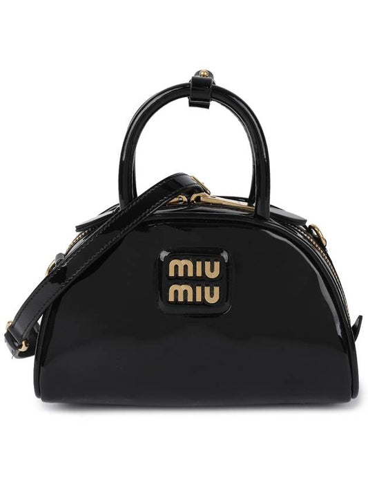 Patent Leather Top Handle Shoulder Bag Black - MIU MIU - BALAAN 2