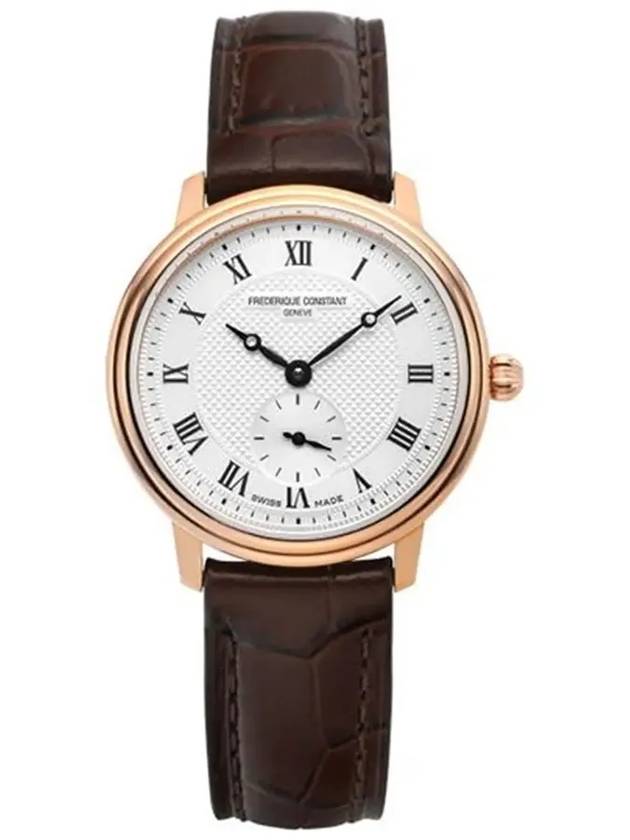 Women’s Classics Slimline Small Seconds Watch Pink Brown - FREDERIQUE CONSTANT - BALAAN 5