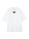 Triangle Logo Short Sleeve T-Shirt White - PRADA - BALAAN 1