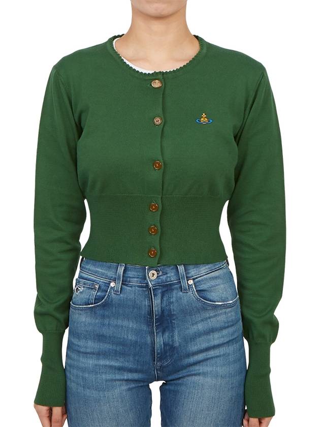 Women s Bea Embroidered Logo Crop Cardigan Green - VIVIENNE WESTWOOD - BALAAN 4