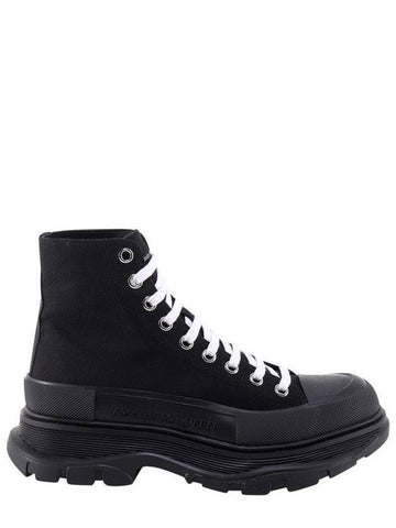 Men's Tread Lace-Up High Top Sneakers Black - ALEXANDER MCQUEEN - BALAAN 1