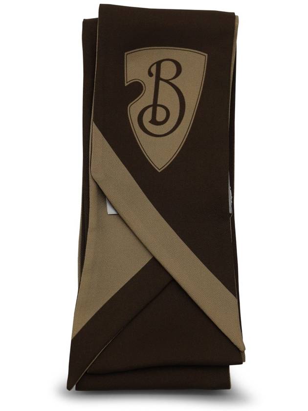 Skinny B Shield Reversible Silk Scarf Brown Sand - BURBERRY - BALAAN 2