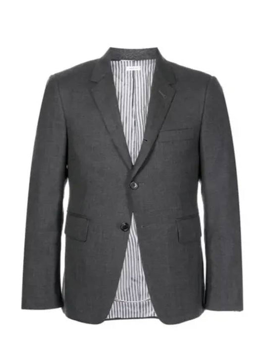 Super 120S Wool Twill Single Breasted Classic Jacket Dark Grey - THOM BROWNE - BALAAN 2