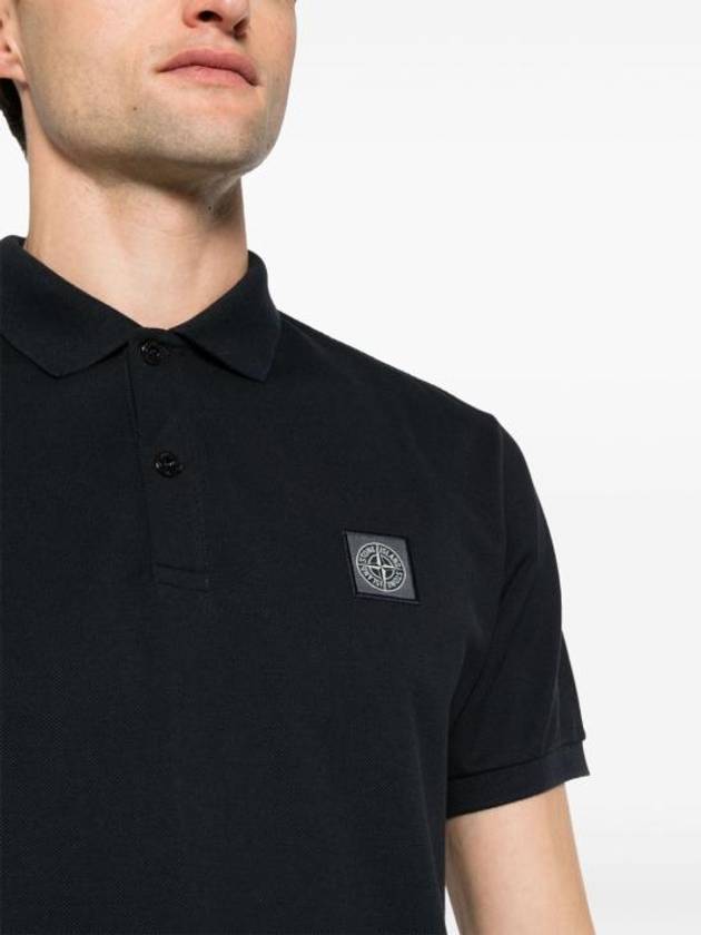 Compass Patch Short Sleeve Polo Shirt Navy - STONE ISLAND - BALAAN 3