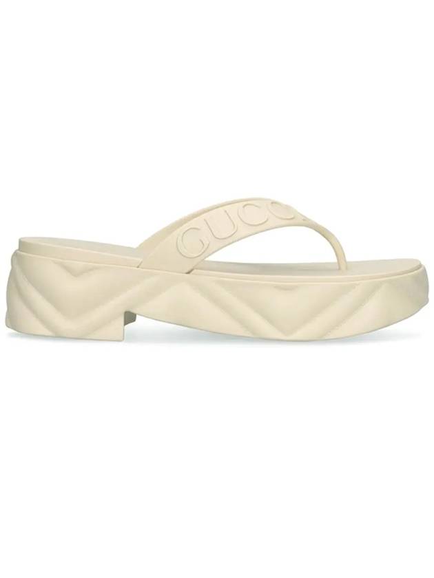 Women's Logo Thong Platform Flip Flops White - GUCCI - BALAAN 3