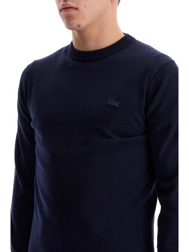 Crew Neck Merino Wool Knit Top Navy - LACOSTE - BALAAN 5